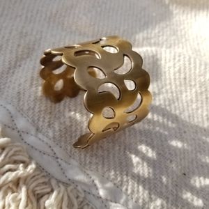 Copper or brass cut out floral cuff bracelet